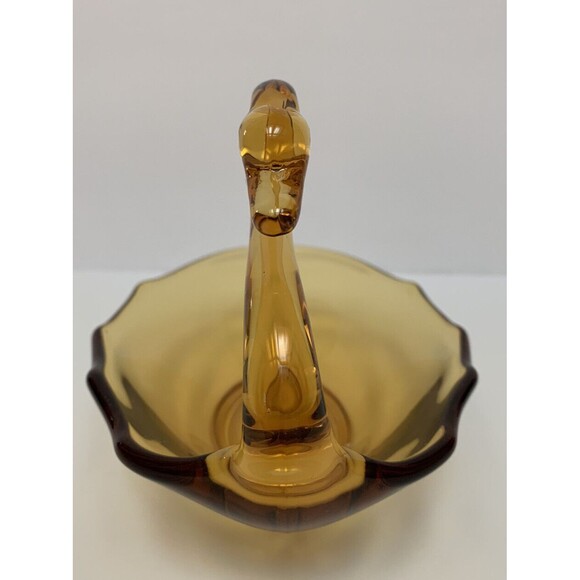 Vintage Viking Amber‎ Swan Candy Dish with Rippled Edges - Picture 2 of 6